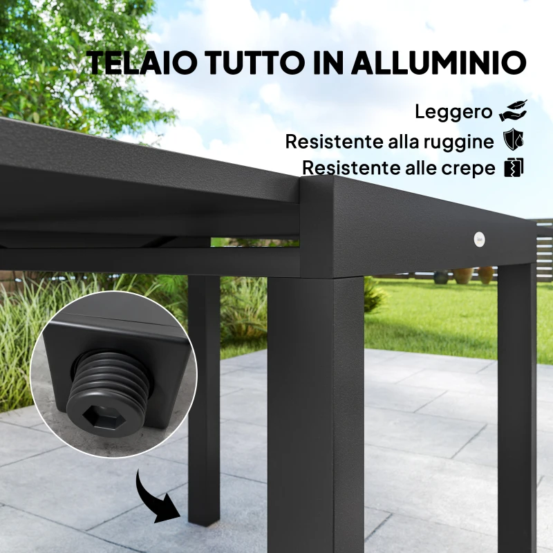 Outsunny Set Pranzo Esterni 7 Pezzi, Tavolo e Sedie in Alluminio per 6 Persone.
