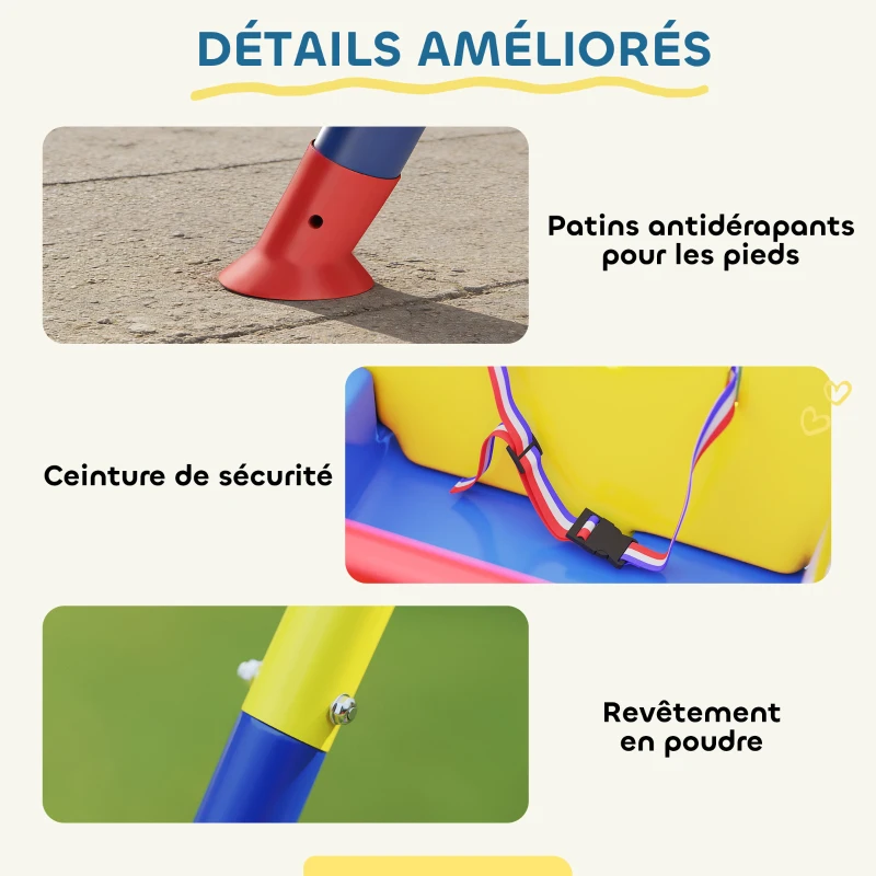AIYAPLAY Portique Balançoire Enfants 3-en-1, Balançoire Pliable avec Siège Réglable, Intérieur et Extérieur, Multicolore