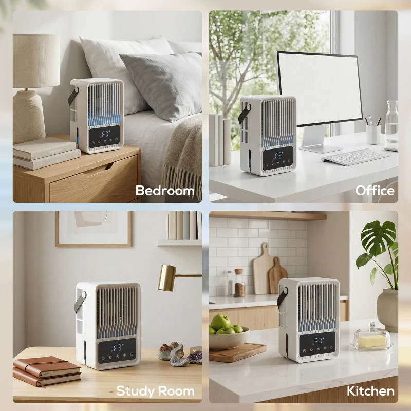 HOMCOM Portable Air Conditioner, 4-in-1 Mini Air Cooler with 3 Wind Speed, 2 Mist Mode, 7 Colour RGB Light, Black