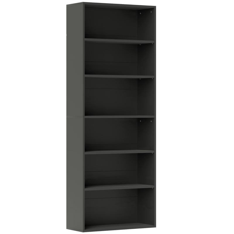 HOMCOM Bibliothèque étagère de rangement 6 niveaux avec étagères réglables pour salon, chambre, bureau, 60x24x158,5cm, noir