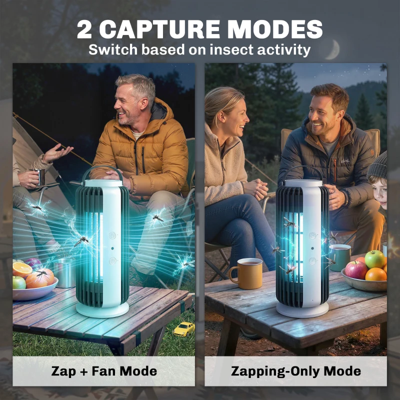 Outsunny Electric Fly Zapper Indoor, Fly Killer with Fan, 365nm LED Light, Auto On Off Sensor, 8 W Bug Zapper with Handle