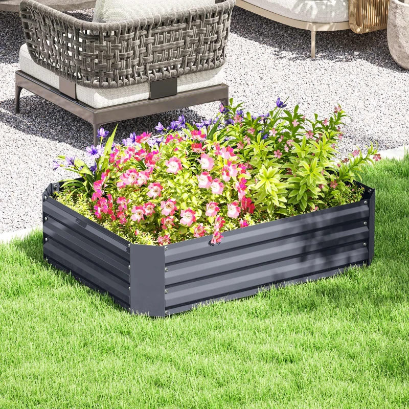 Outsunny Wysokie łóżko ogrodowe ze stali, donica, kwietnik, 120 cm