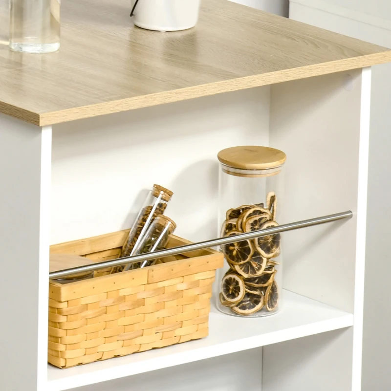 HOMCOM Mesa de Bar de Bistrô com 3 Prateleiras com Suporte Estilo Moderno para Cozinha e Sala de Jantar 112x57x106 cm Branco