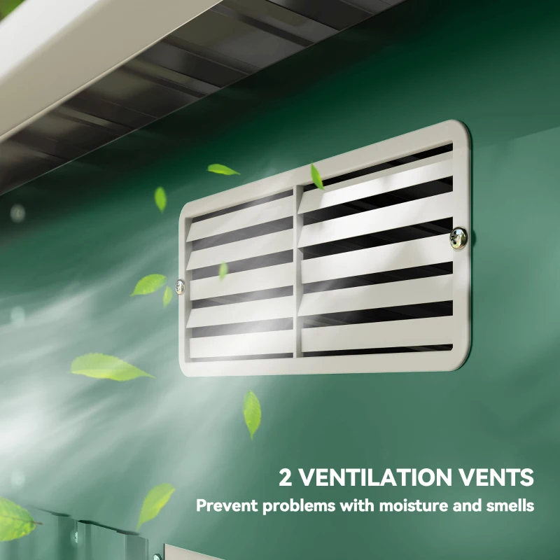 Outsunny 7 x 4ft Outdoor Storage Shed with Foundation Kit, Lean to Metal Garden Shed for Log, Rubbish Bin, Tool, Bike, Green