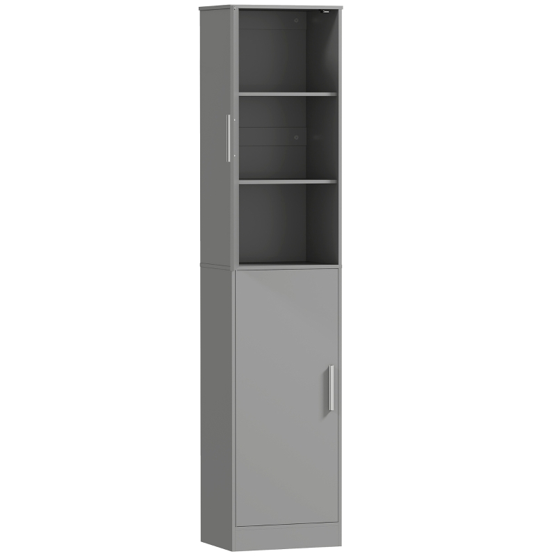 HOMCOM Meuble de salle de bain colonne avec 2 portes et 4 étagères réglables, 40 x 35 x 180 cm, gris