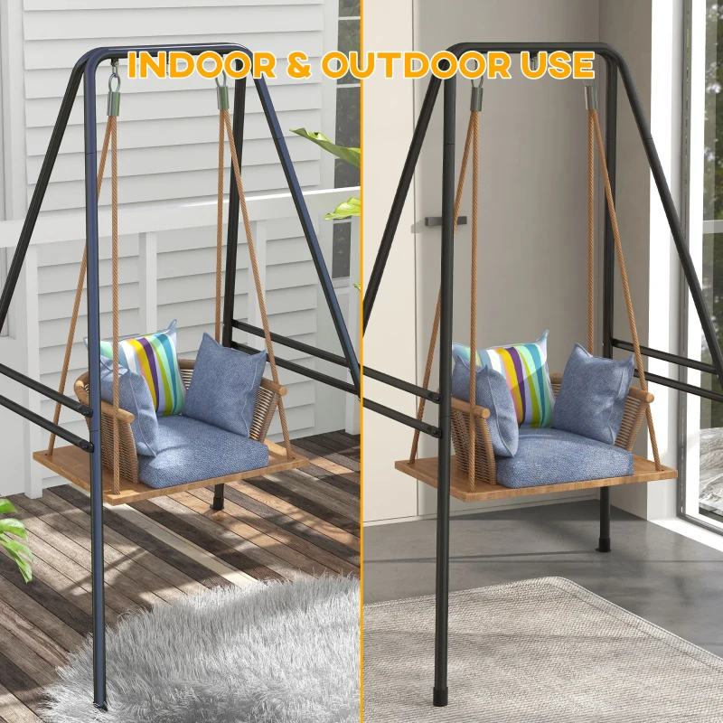 Outsunny Hammock Chair Stand, Hanging Heavy Duty Metal Frame Hammock Stand for Hanging Hammock Air Porch Swing Chair, Egg Chair, Black