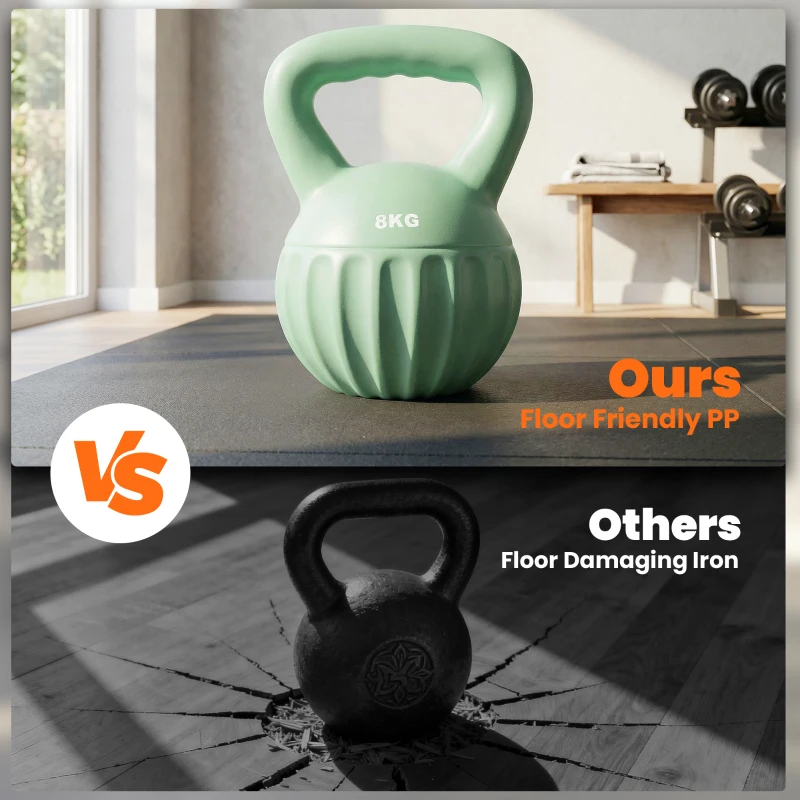 SPORTNOW Kettlebell for Strength Training Kettle Bell with Non-Slip Handle 8 kg Green