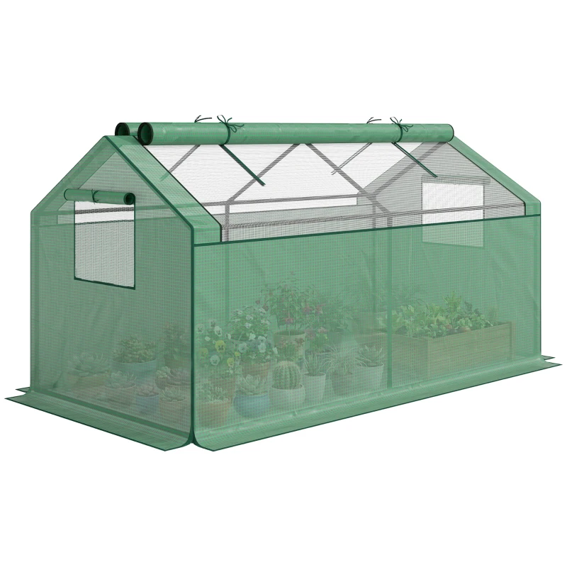Outsunny Mini-szklarnia na przedwiośnie, szklarnia foliowa, odporna na warunki pogodowe, 180 x 92 x 92 cm, Zielony