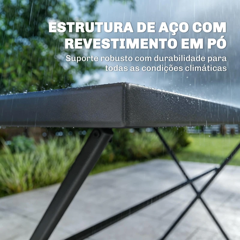 Outsunny Conjunto de Mesa e Cadeiras de Jardim de 5 Peças Móveis de Jardim com 4 Cadeiras Dobráveis e Mesa Dobrável Cinzento