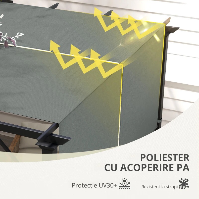 Outsunny Husă pentru Pergolă 3x3 m din Poliester cu Buzunare și Curele, 488x122 cm, Gri Cărbune