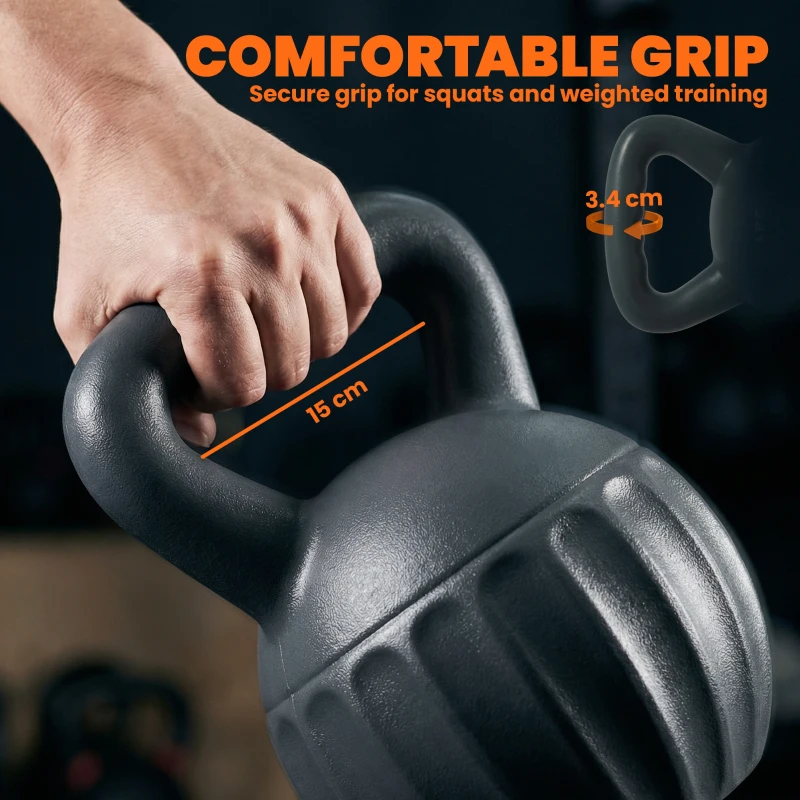SPORTNOW Kettlebell for Strength Training Kettle Bell with Non-Slip Handle 10 kg Grey