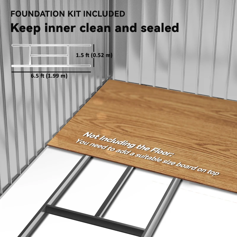 Outsunny 7 x 4ft Lockable Metal Garden Tool Storage Shed Storage - Light Grey