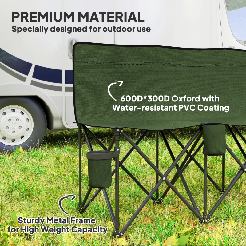 Outsunny 6 Seater Folding Camping Chair with Cup Holder & Carry Bag - Green