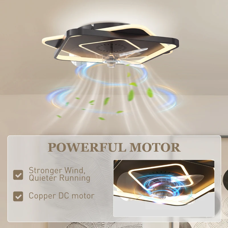 HOMCOM Deckenventilator mit Licht und Fernbedienung, LED-Deckenventilator mit 6 Geschwindigkeiten, 3 Farbtemperaturen