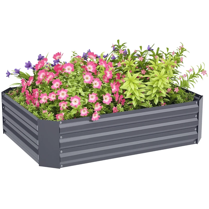 Outsunny Wysokie łóżko ogrodowe ze stali, donica, kwietnik, 120 cm