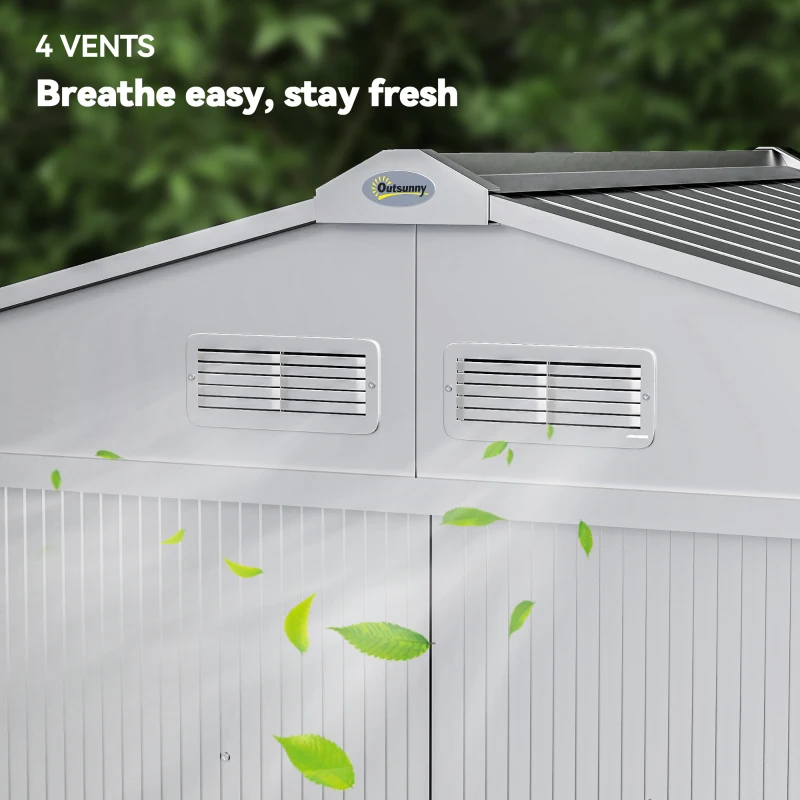 Outsunny 7 x 4ft Lockable Metal Garden Tool Storage Shed Storage - Light Grey