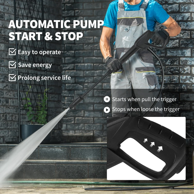 Outsunny 2200W High Pressure Washer, 170 Bar Pressure Washer with Adjustable Nozzle and 6M Hose, 32W x 32D x 80H cm Blue