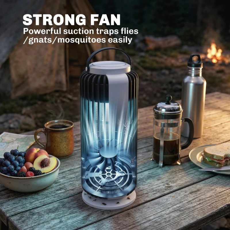 Outsunny Electric Fly Zapper Indoor, Fly Killer with Fan, 365nm LED Light, Auto On Off Sensor, 8 W Bug Zapper with Handle