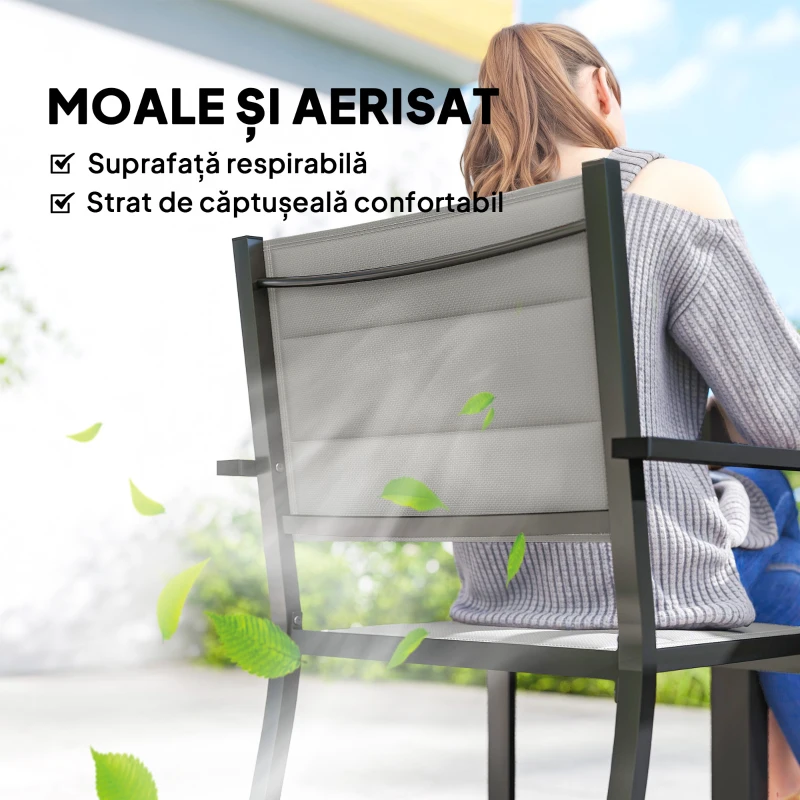 Outsunny masă pentru grădină cu scaune, set masă și scaune pentru grădină, masă și scaune pentru exterior, set de dining pentru grădină, masă extensibilă pentru exterior, set masă și scaune din aluminiu