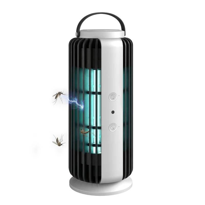 Outsunny Electric Fly Zapper Indoor, Fly Killer with Fan, 365nm LED Light, Auto On Off Sensor, 8 W Bug Zapper with Handle