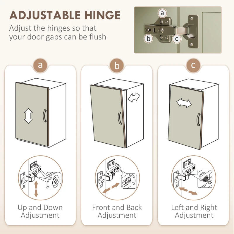 HOMCOM Freestanding Kitchen Cupboard, 4-Door Storage Cabinet with Adjustable Shelves, Modern Kitchen Pantry, 170cm, Green