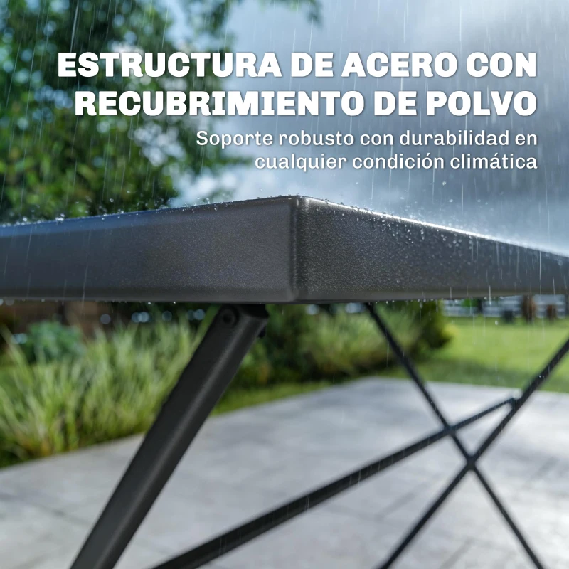 Outsunny Conjunto de Mesa y Sillas Jardín de 5 Piezas Muebles de Jardín Exterior con 4 Sillas Plegables y Mesa Plegable Gris