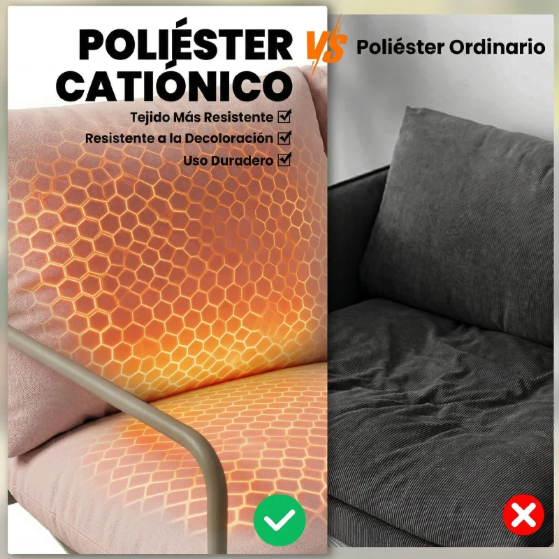 Outsunny Conjunto de Jardín Exterior de 4 Piezas con Sofá de 2 Plazas 2 Sillones Mesa de Vidrio Templado Cojines Gruesos Rosa