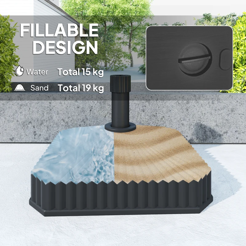 Outsunny Patio Umbrella Stand, Heavy Duty Outdoor Parasol Base, Sand/Water Filled, Black