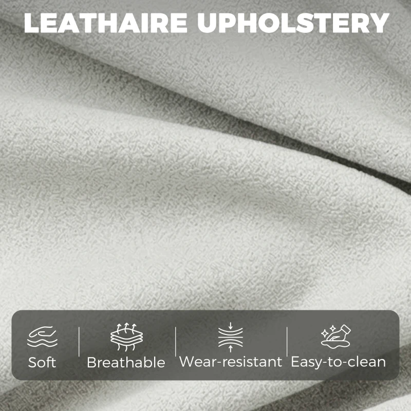 HOMCOM Accentstoel, Moderne Leathaire-Stoel met Brede en Diepe Zitplaats, Dikke Kussens, Eenvoudige Montage, Grijs