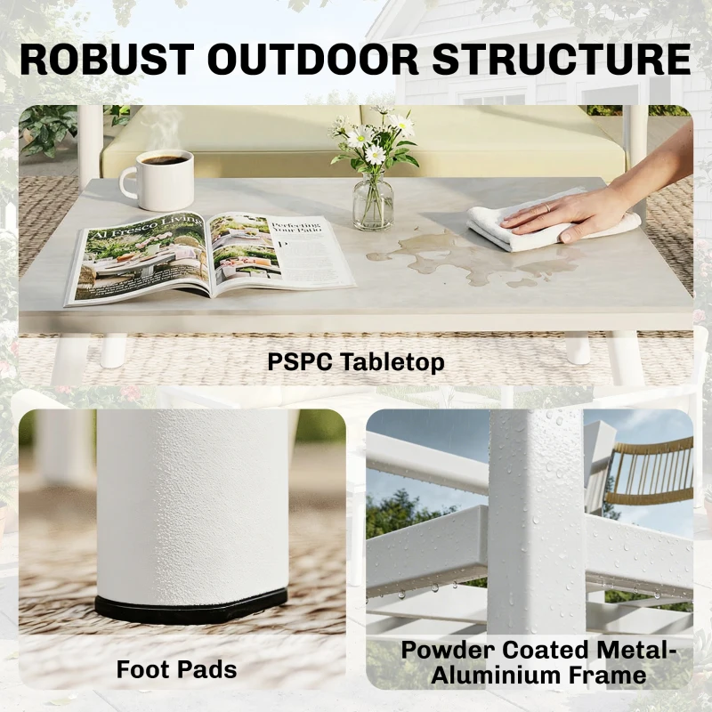 Outsunny 4 Seater Rattan Garden Furniture Set with 2 Armchairs, Loveseat, Coffee Table, Garden Sofa Set with Cushions, Brown