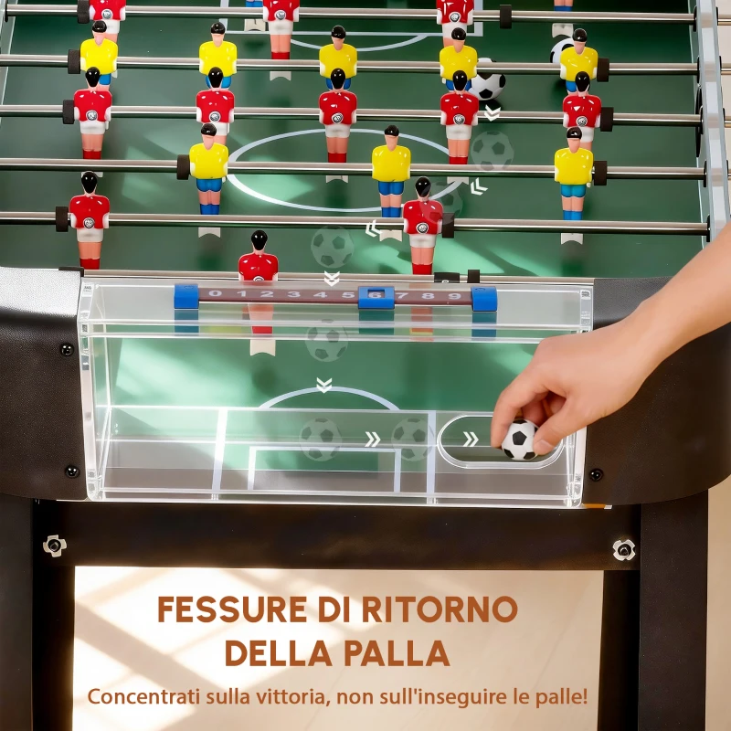 SPORTNOW Calcio Balilla con 22 Giocatori, 2 Palline e Contatori Manuali, Impugnature Antiscivolo, 92x75x71 cm, Marrone