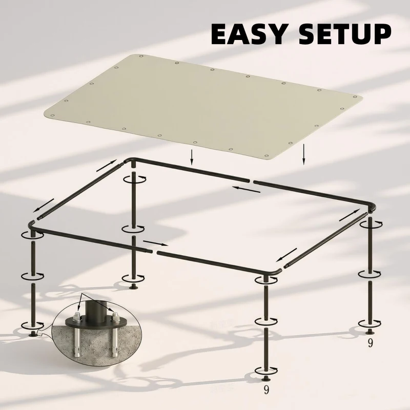 Outsunny Pergola de jardin, pergola adossée tonnelle de jardin avec structure métallique et trous de drainage, 3 x 2 m, crème