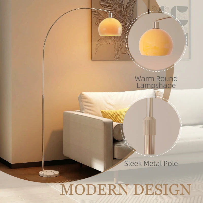 HOMCOM Floor Lamp for Living Room, Modern Standing Lamp with Shade & Foot Switch for Bedroom, Office, White