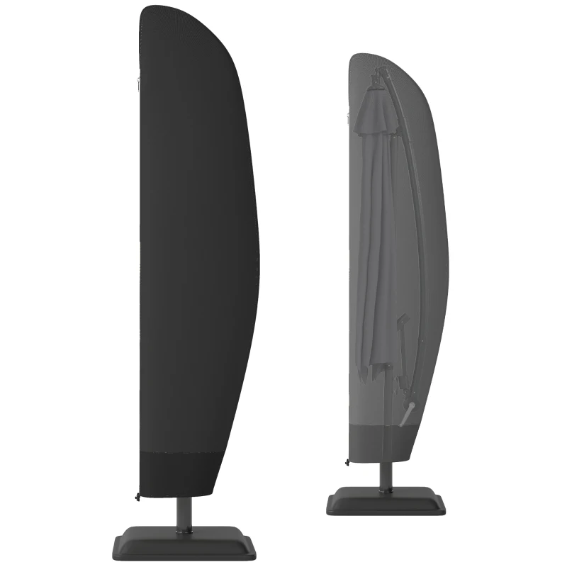 Outsunny Housse de protection imperméable pour parasol déporté avec fermeture éclair et cordon de serrage tissu Oxford noir