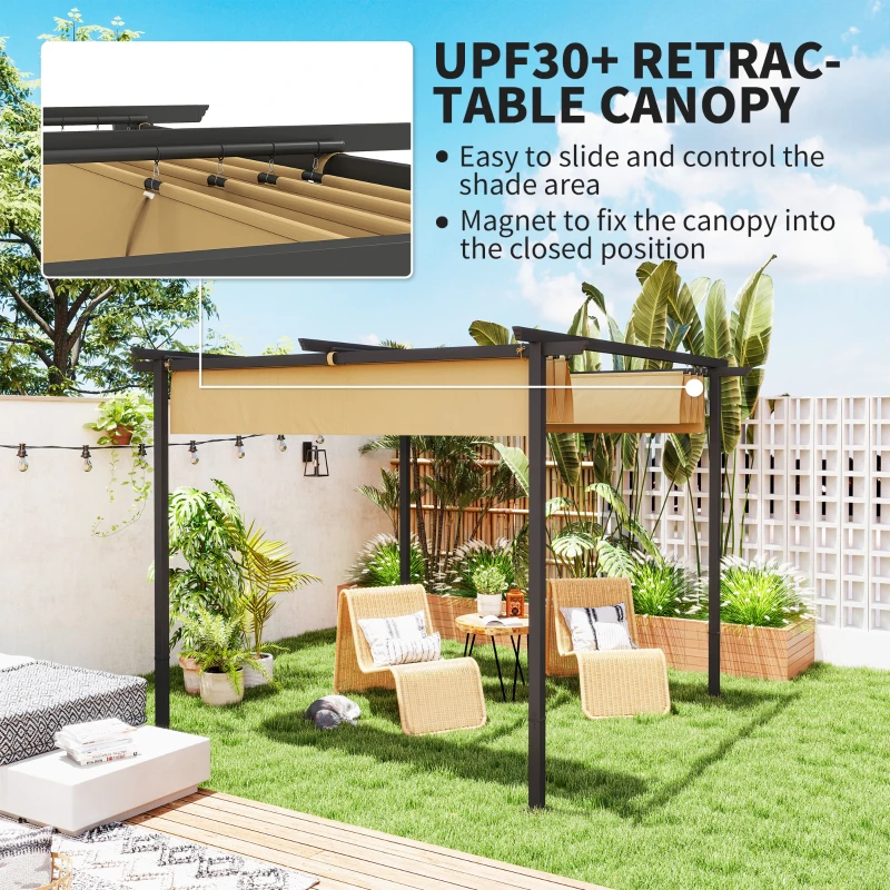 Outsunny Pergola 3x3m, metalowy pawilon ogrodowy, zadaszenie tarasu