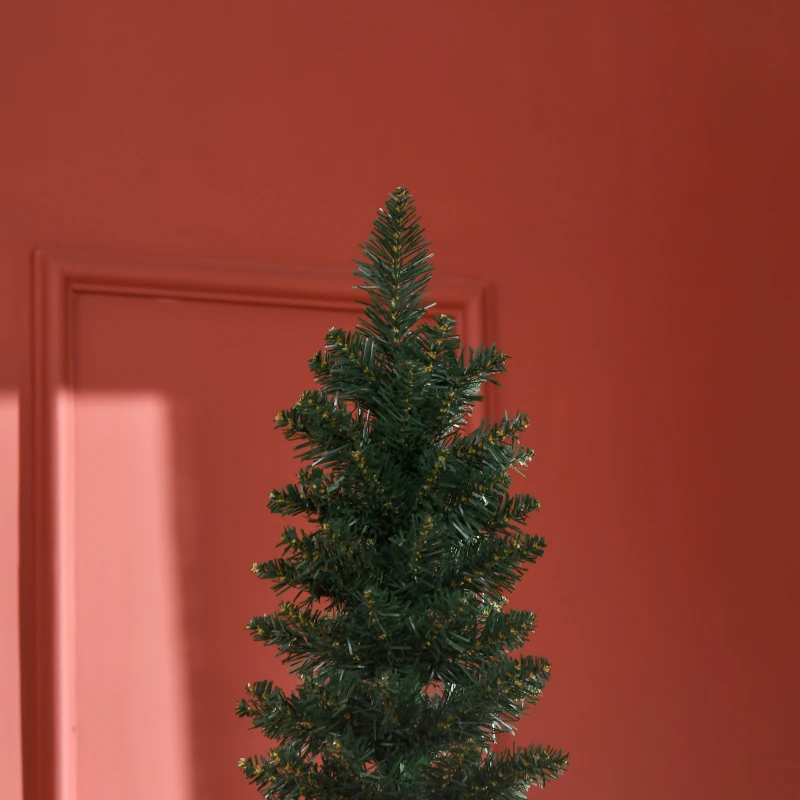 HOMCOM Árbol de Navidad Artificial Estrecho 210 cm con 510 Ramas, Base Plegable y Soporte Metálico Fácil Montaje Verde