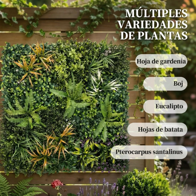 Outsunny Seto Artificial Ocultación Jardín en Rollo 1x1 m Valla de Privacidad de Hiedra Artificial para Balcón Exterior