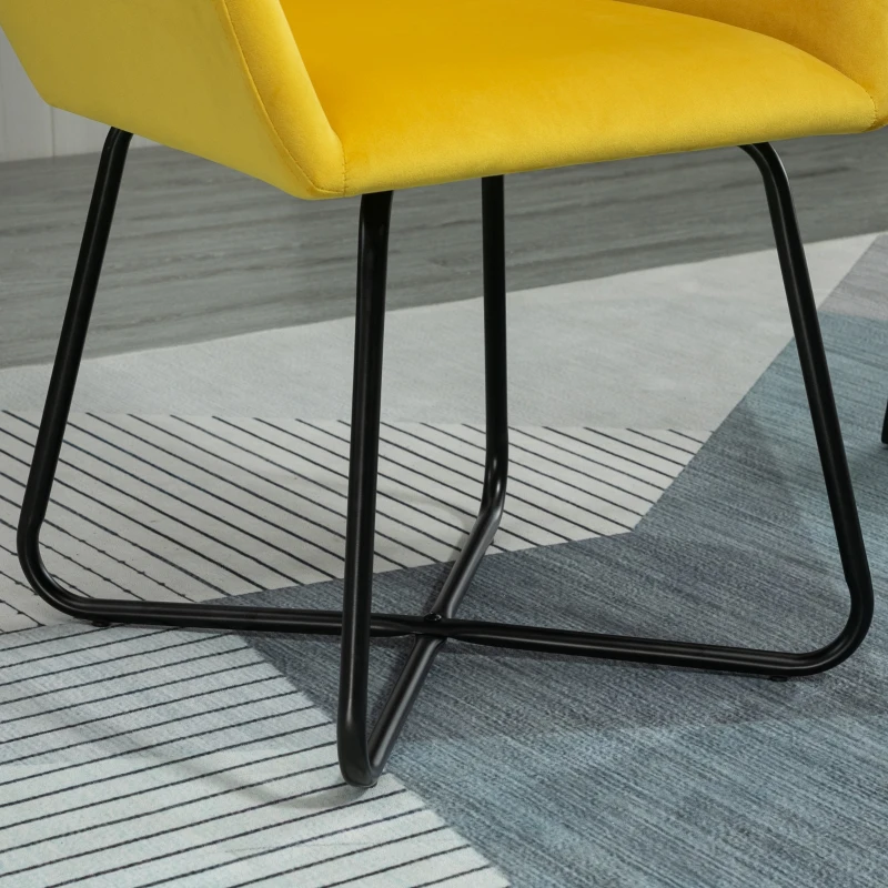 HOMCOM Modern Dining Furniture Set with Round Table and Accent Armchair Black and Yellow