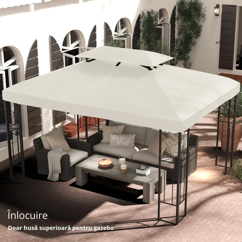 Outsunny Acoperiș de Schimb Impermeabil pentru Gazebo pentru Grădină Dublu Strat 3x4m