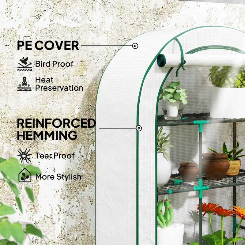 Szklarnia z rolowanymi drzwiami, regały, stalowa, zimowa