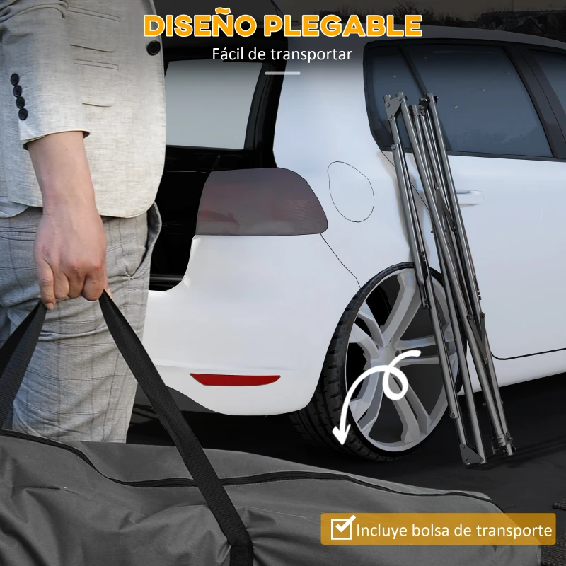 Outsunny Soporte para Hamaca Plegable 2 en 1 Soporte para Silla Colgante con Estructura de Metal y Bolsa de Transporte Negro