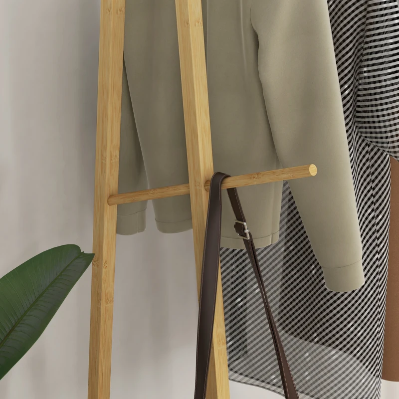 HOMCOM Garderobenständer mit Schuhablage, Hutablage, Bambusrahmen, 110x42x152cm, Natur