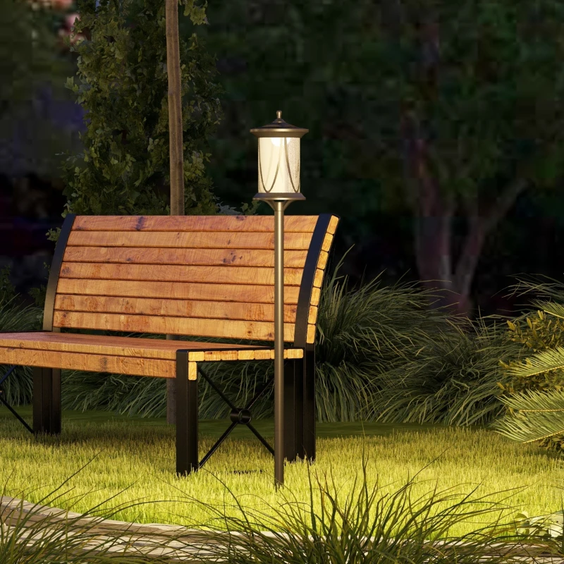 Outsunny Lampadaire solaire extérieur lampadaire de jardin LED avec interrupteur marche/arrêt 17 x 17 x 127 cm noir