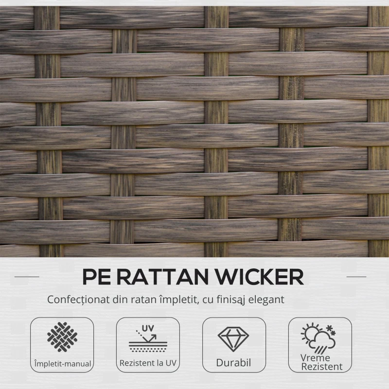 Outsunny Set Masa Scaune Canapea de Exterior Mobilier de gradina din Ratan Maro