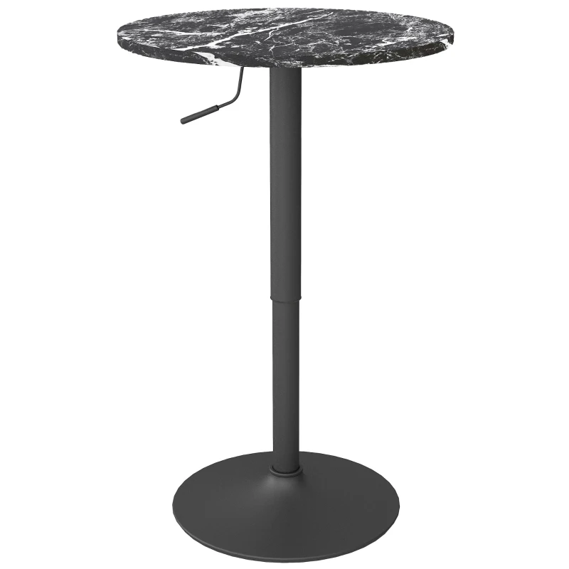 HOMCOM Stół barowy okrągły dla 2 osób, czarny, Ø60 cm, regulowany