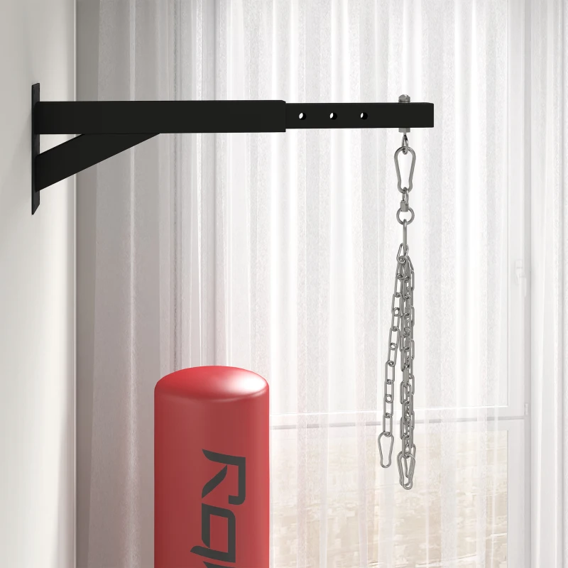 SPORTNOW Soporte Saco Boxeo de Pared con Distancia Ajustable Gancho Giratorio Cadenas 45-65 cm Negro