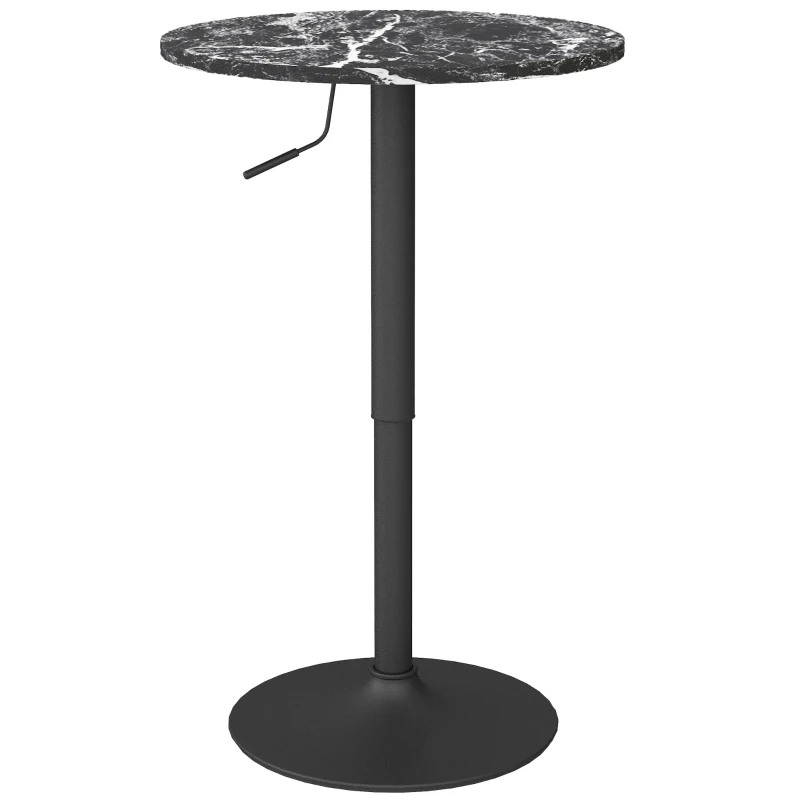 HOMCOM Stół barowy okrągły dla 2 osób, czarny, Ø60 cm, regulowany