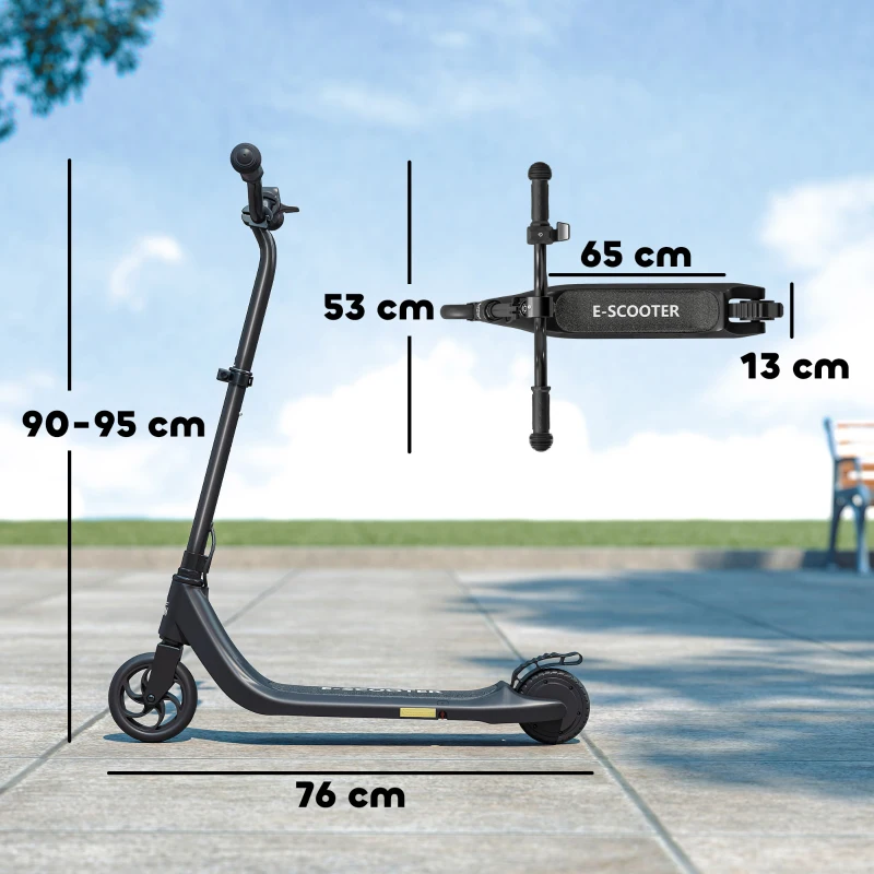 HOMCOM 120W Electric Scooter, E-Scooter, Adjustable Height, Rear Brake, for Ages 6+, Black