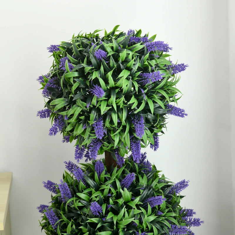 Zestaw 2 szt. sztucznych drzew lawendowych 110 cm z kulami