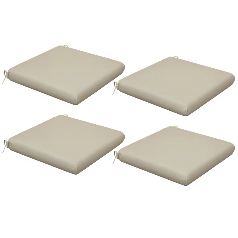 Outsunny Lot de 4 coussins de chaise, galettes de chaise 47 x 47 cm, rembourrage épais, résistant à la décoloration, beige